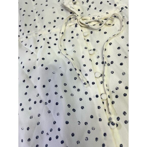 Rails Frida Speckled Dot High-Low Midi Slip Dress, Womens M, White/Black Ruffles - Picture 10 of 16